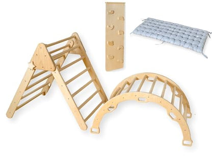 Montessori Wooden Climbing Set for Kids | Montessori Climbing Triangle Climbing Dome Ramp and Pillow | Waldorf Climbing Arch for Toddler | Montessori Playground | Kids Play Gym(Dino) - style: Dino