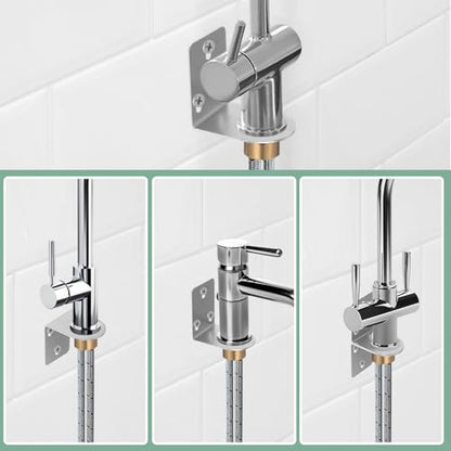 Angoily 1 Set Faucet Bracket, Wall Mounting Rack 1/2 Inch L Bracket Wrench Sink Holder Mounts, Undermount Sink Support Wall Plate Holder with Screws