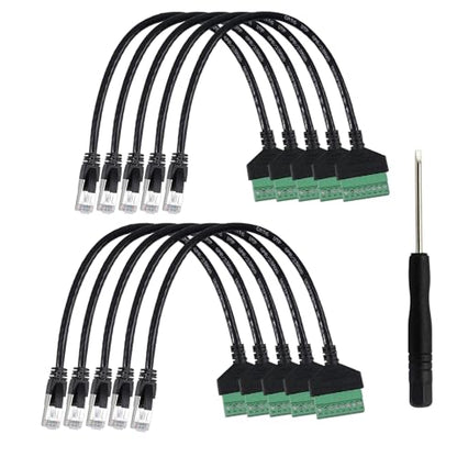 10Pcs 1ft RJ45 Male to 8Pin Screw Terminal Adapter for CCTV DVR | 8P8C RJ45 Male Plug, Solderless Screw Terminals, 1 Feet Extender, Cat5/5e/6 Compatible, CCTV DVR Network Wiring - size: RJ45 Male Connector (10PCS)