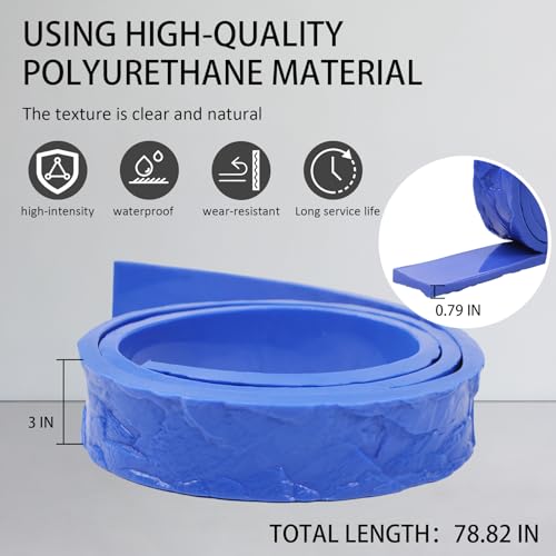 78.82" L x 3" W x 0.79" T Concrete Edge Mold, Stone Rock Edge Form Liner, Concrete Countertop Edge Form with Chiseled Stone Finish for Countertops, Steps, Benches & Fireplace Edging - size: 78.82 inches Long x 3 inches Wide x 0.79 inches