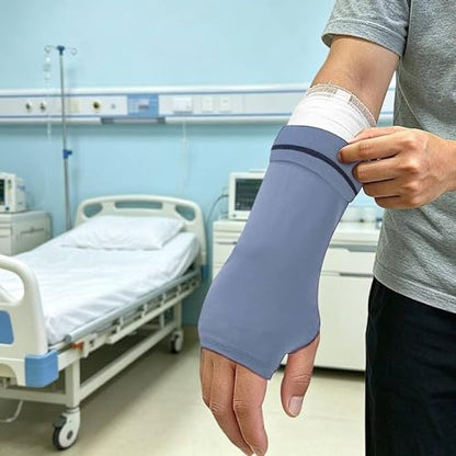 Cover Breathable Flexible Sleeve Soft Elastic Protector Reusable Nylon Spandex Material Open Finger Design Comfortable Compression Suitable, Blue - color: Blue