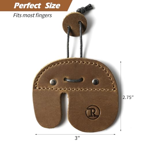 Ringsun Leather Archery Finger Tabs,Handmade Archery Finger Guard for Shooting Practice Gear, Recurve Bow Fingers Tab - color: Brown