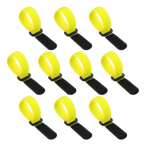 PATIKIL 0.8"x8" Reusable Cinch Straps, 10Pcs Adjustable Nylon Multipurpose Hook and Loop Cable Securing Straps with Plastic Buckle for Organizer Storage Cables Cords Ropes, Yellow - color: Yellow, size: 0.8" x 8"