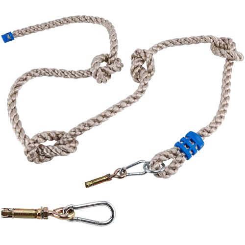Climbing Rope for Kids, 8.2 FT Long with 4 Knotted Steps, Playground Accessories, Rope Swing for Obstacle Course, Treehouse Swingset Accessories Training for Kids Outdoor（Grey） - color: Grey