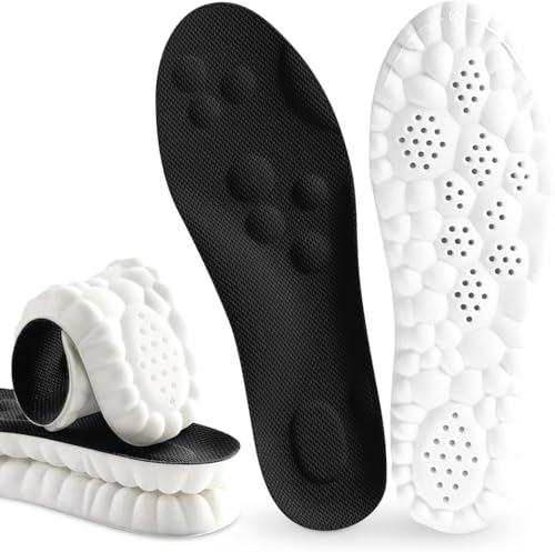 Pickleball Insoles,4D Memory Foam Arch Support Inserts, Shock Absorbing, Anti-Slip Massage Support, Breathable Comfort for Walking & Sports (Black, Men 6-7/Women 8-9) - color: Black, size: Men 6-7/Women 8-9