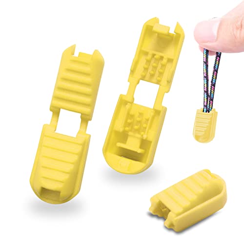 12 Pack Zipper Pull Tabs Cord Ends Tips Shoe Lace End Clips Cord Lock for Paracord Molle Backpack No Tie Shoelace Triathlon Marathon Running Shoe - color: Yellow x 12