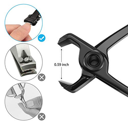 Mudder 2 Pieces Oversized Thick Nail Clippers for Tough Toenails Fingernails Stainless Steel Fingernail Clipper Ultra Wide Jaw Sharp Trimmer Ingrown Manicure Pedicure Men Women Elder, 2 Size(Black)
