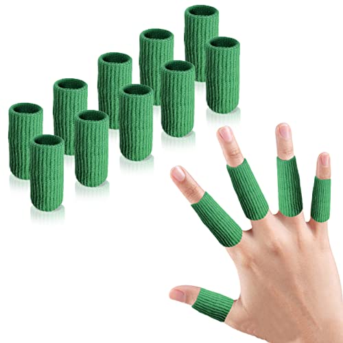 Finger Compression Sleeves Support, Finger Protectors Cots for Arthritis Swelling Basketball Sport, Breathable Elastic (10, Green, One Size) - color: Green
