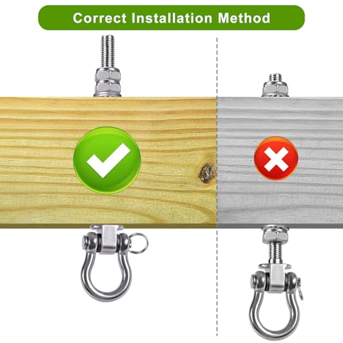 SELEWARE Heavy Duty Swing Hangers with Silent Bearings, 1500LB Capacity Stainless Steel Swing Hardware Kit (2 Pack), M10 x 9" Bolts for Wood/Steel Beams, Porch Swings, Yoga Hammocks, Gym Rings - color: U (9 inch, 2 Pack)