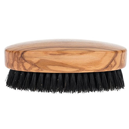 Fendrihan Genuine Boar Bristle and Olivewood Military Hair Brush, MEDIUM STIFF Bristle, Made in Germany - color: Olivewood