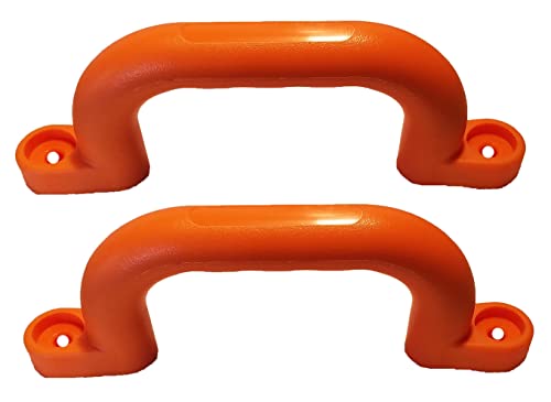 APSI Plastic Handle Grab Bar for Playground Equipment, Climbing Walls, Doors, Drawers, Trees, Camper, Motor Home, Barn Door, Bunk Bed and More, Sturdy All Weather Material, Pack of 2 (Orange) - color: Orange