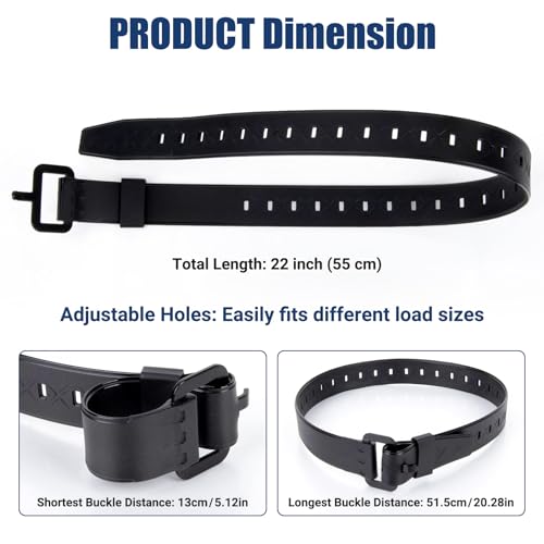 PSLER 2 Pack 22 Inch Industrial TPU Tie Down Straps with Aluminum Buckle | Elastic TPU material, reusable ladder strap for ski, luggage & equipment securing, 50LBS capacity, stable for outdoor use