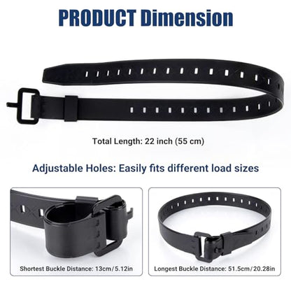 PSLER 2 Pack 22 Inch Industrial TPU Tie Down Straps with Aluminum Buckle | Elastic TPU material, reusable ladder strap for ski, luggage & equipment securing, 50LBS capacity, stable for outdoor use