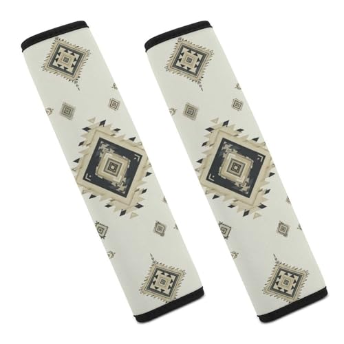 2 Pack Rustic Aztec Western Geometric Grey Car Seat Straps Shoulder Pads Breathable Shoulder Protector for Elderly Support, Most Cars, Pressure Relief - color: Pattern 577