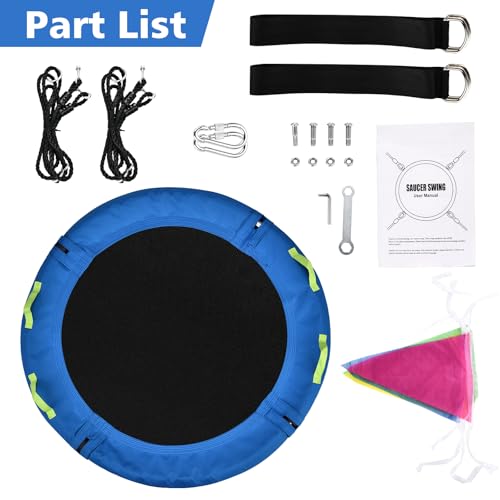 HeyZoo Tree Swing, Saucer Swing 24 Inch for Kids, Outdoor Swing, Blue | 900lbs Weight Capacity, with Adjustable Hanging Straps, for Backyard and Playground - size: 24 Inch