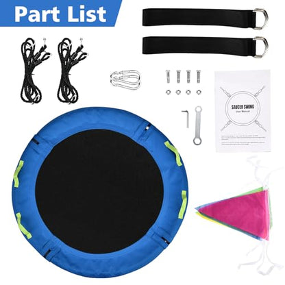 HeyZoo Tree Swing, Saucer Swing 24 Inch for Kids, Outdoor Swing, Blue | 900lbs Weight Capacity, with Adjustable Hanging Straps, for Backyard and Playground - size: 24 Inch