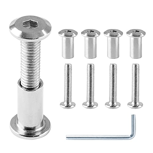 M6x35mm Hex Drive Socket Cap Bolt, Silver, 10 Pair (20 Piece) | Allen Wrench Included, Furniture Connector Bolts, Countersunk Screw Barrel Nuts, For Crib Replacement Belt Cabinet - color: Silver, size: M6x35mm