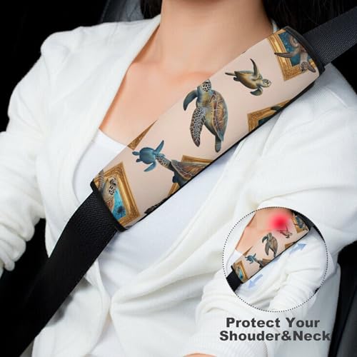2 Piece Ocean Sea Turtle Art Car Seat Belt Pad Breathable Seat Belt Cushion for Child, Stroller Pushchair High Chair, Easy Install (No Tool) - color: Pattern 840