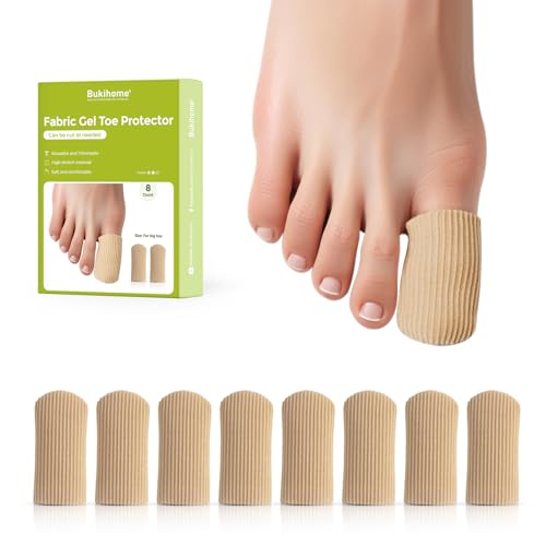 Bukihome 8 PCS Toe Protectors, Silicone Toe Caps Closed Toe Surface Fabric Sleeve Protectors, Prevent Pain Relief for Corns, Blisters and Ingrown Toenails (8PCS Large Size)[Upgrade] - size: Large(8 Pack)