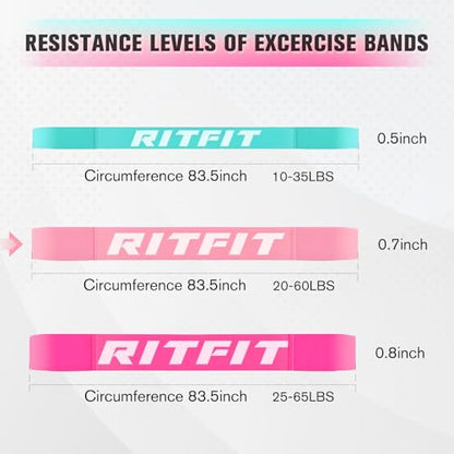 RitFit Pull Up Assist Band in Natural Latex for Stretching and Mobility | Resistance Band,Eco-Friendly Latex, Pull-Ups Powerlifting, Physical Therapy Rehab, Full-Body Training, Mobility Training - color: Pink