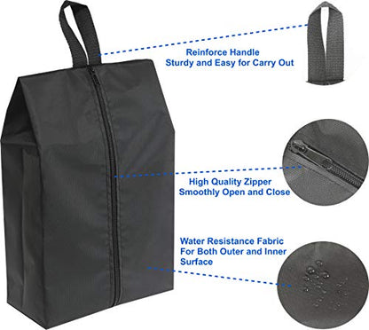 Simple Houseware Travel Shoe Bags, Set of 4 Waterproof with Zipper, Black