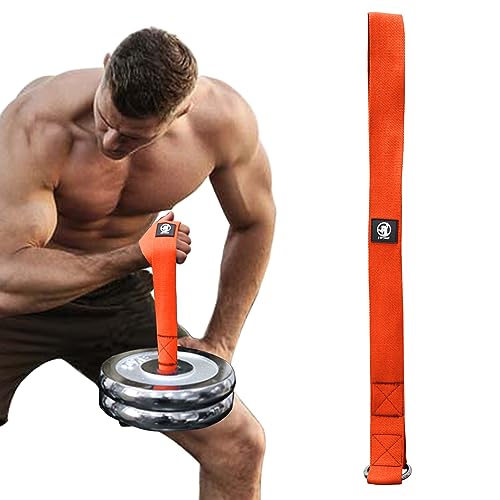 J Bryant Arm Wrestling Training Strap Belt Hand Grip- Ideal for Wrist Forearm and Biceps Workouts Multifunctional Home Gym Fitness Equipment Compatible with 1 inch and 2 inches Barbell Plates - color: Orange