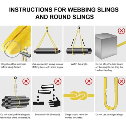 Pindex 2 Pack 2" x 6' Web Lifting Sling 11000 Lbs Breaking Force 3500 Lbs Pulling Forces Lift Sling Straps for Rocks Trees Mowers Tool Boxes in Trailers Tractors Trucks, Yellow - size: 2 inch x 6 feet