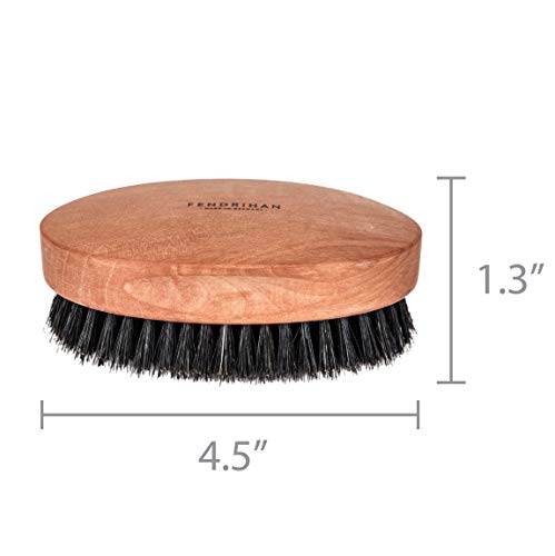 Fendrihan Genuine Boar Bristle and Pear Wood Military Hair Brush, Made in Germany MEDIUM STIFF BRISTLE - color: Light Brown