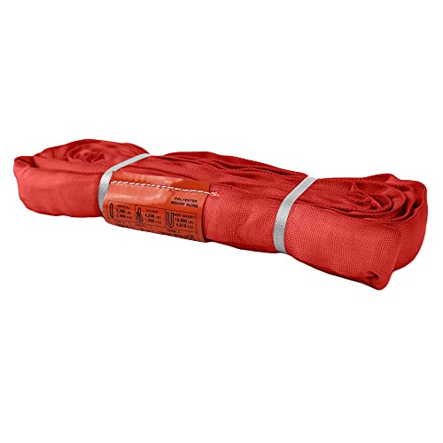 ATERET Powerlift Red Polyester Endless Round Sling - 8 Feet Length, 13,200 lb. Vertical Capacity, 26,400 lbs Basket - Heavy Duty Poly Lifting Sling - color: 05 Red - Vertical Capacity 13,200 lbs, size: 8FT