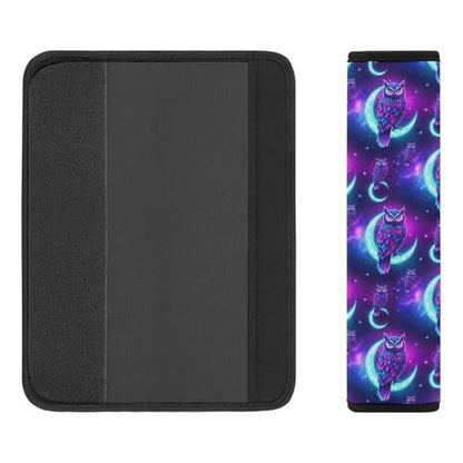 Universal Fit Seat Belt Cover for Adult Use, Stroller Pushchair High Chair, 2PCS Purple Owl On Crescent Moon Harness Pads Strap Shock Absorption - color: Pattern 32