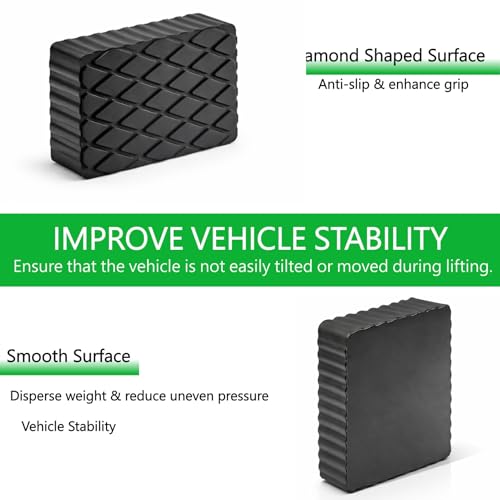 Anti-Skid Solid Rubber Auto Lift Pads – 4 Pack Heavy Duty Lift Blocks for Floor Jacks, Jack Stands & Car Lifts, 3000 Lbs Loading Capacity, 6.3" x 4.7" x 1.6" Size for Frame Protection - size: 6.3" x 4.7" x1.6"