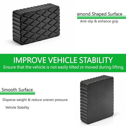 Anti-Skid Solid Rubber Auto Lift Pads – 4 Pack Heavy Duty Lift Blocks for Floor Jacks, Jack Stands & Car Lifts, 3000 Lbs Loading Capacity, 6.3" x 4.7" x 1.6" Size for Frame Protection - size: 6.3" x 4.7" x1.6"