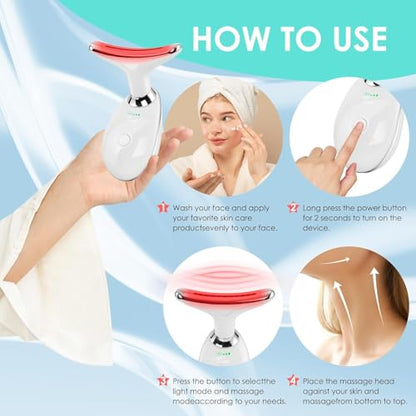 Facial Massager Face and Neck, Face 𝖲 culpting Wand Tool with 7 Color - Birthday, Christmas, Mothers Day, Valentines Day Gifts for Her Women Mom Best Friend Wife Teacher (White) - color: White