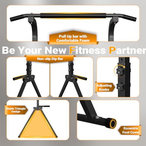 YYJO Foldable Pull Up Bar Free Standing Multi-function Power Tower Dip Bar with Assistance Bands Home Gym Strength Training Equipment - color: Black 01