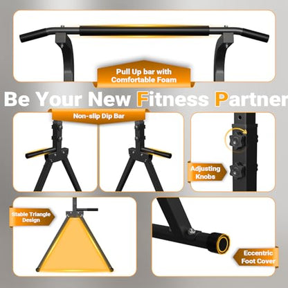 YYJO Foldable Pull Up Bar Free Standing Multi-function Power Tower Dip Bar with Assistance Bands Home Gym Strength Training Equipment - color: Black 02