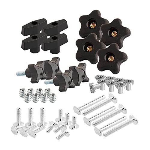 POWERTEC 71173 T Track Knob Kit, 1/4-20 Threaded Bolts and Washers, 46 Piece Set, T Track Bolts, T Track Accessories for Woodworking Jigs and Fixtures - size: 1/4"-20, style: 46 pcs