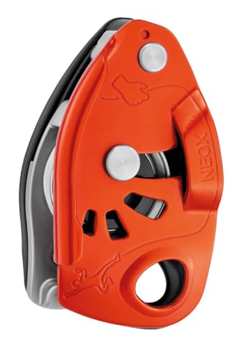 PETZL NEOX Rock Climbing Belay Device | With Cam-Assisted Blocking - color: Orange