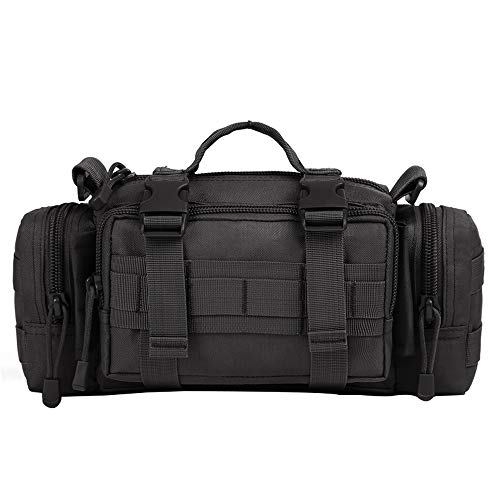 Utility 3P Military Tactical Duffle Waist Bags MOLLE Assault Shoulder Backpack Multifunction EDC Pouches Heavy Duty Fanny Packs (Black) - color: Black
