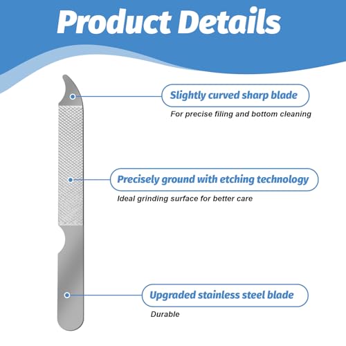 12 PCS Metal Nail Files for Women Stainless Steel Finger Nail Buffer Double-Sided Precision Fingernail Files with Curved Sharp Pointed Tip Thin Durable Nails File Bulk for Salon Home Travel