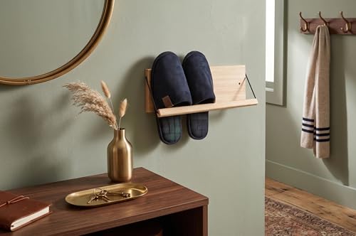 Shoe Rack with Dowel, Wall Hanging Shoe Storage, Organize for Sneaker, Slipper, Boots in Entryway, Hallway, Trailer, RV, Solid Wood_ Beige