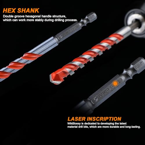 Concrete Carbide Drill Bits 15/64" (10PCS) | Hex Shank Masonry Cement Tile Drill Bit Set for Glass/Brick/Plastic/Cement/Tile - size: 15/64"