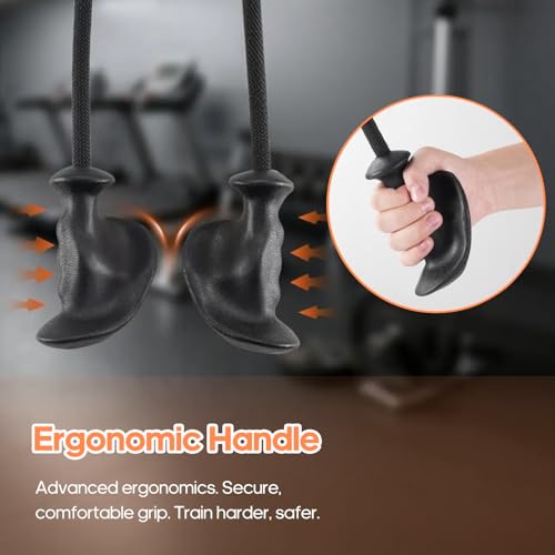 Tricep Rope Pull Down Attachment with Ergonomic Handles,Triceps Rope for Cable Machine Pulley System,Home Gym Accessories - color: Black