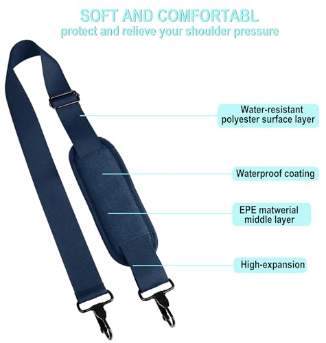 Shoulder Strap 56 inch, Universal Adjustable Thick Soft Duffel Bag Shoulder Strap Replacement Comfortable Belt with Metal Swivel Hooks for Laptop Messenger Bag, Briefcase, Shoulder Bag, Deep Blue - color: Deepblue
