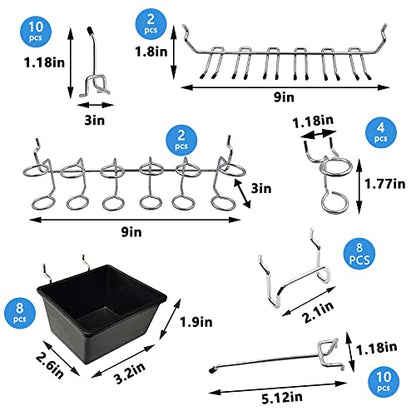 258pcs Pegboard Hooks And Accessories Set, Wall Organizer For Garage | Peg board hooks and bins set, fits 1/8, 1/4 inch boards, with peg locks, for garage, workshop, tool storage
