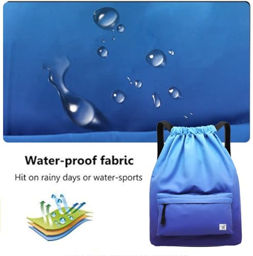 Waterproof Drawstring Bag, Gym Bag Sackpack Sports Beach Backpack for Men Women - color: 09-gradual Blue