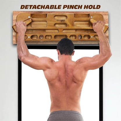 Yes4All Wooden Hang Board/Climbing Board for Doorway - Hand Strengthener Equipment for Training Finger, Grip and Pull Up - color: A. Espresso - Upgraded