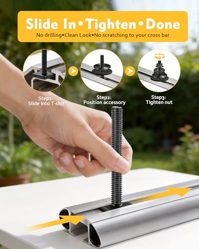 T Slot Bolts for Roof Rack Cross Bars, Platform, Cargo Basket, Stainless Square T Track Bolt Adapter to Secure Bike/Ski/Kayak Rack, Solar Panel, Awning, 4mm Thick - color: M6x65mm, 4pk