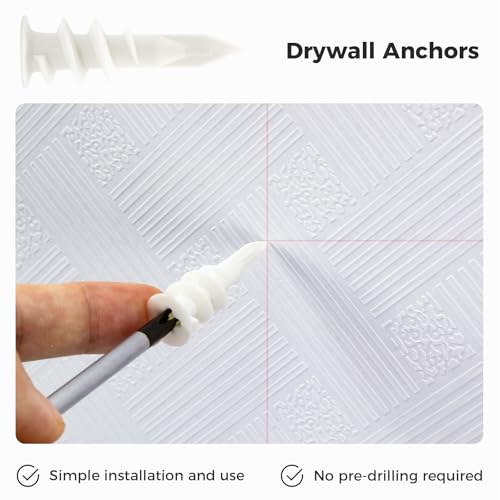 200PCs Self Drilling Drywall Anchors Kit - 75LB Heavy Duty Plastic Drywall Hangers with 100 Self-Tapping Screws - Mounting Hardware for Sheetrock Anchors