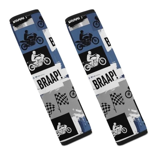 Soft Padded Car Seat Straps Shoulder Pads for Elderly Support, All Vehicles, 1 Pair Dirt Bike Black Grey Blue Motocross Rider Racing Patchwork Grid Motorcycle Shoulder Protector Anti-Slip Pad - color: Pattern 609
