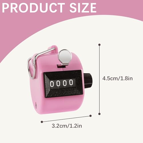 GDMINLO Clicker Counter Handheld Tally Counter 4-Digit Number Counter for Coaching, Knitting, Lap, Fishing, Golf and Row Sport with 2-Nylon Lanyard,Pink